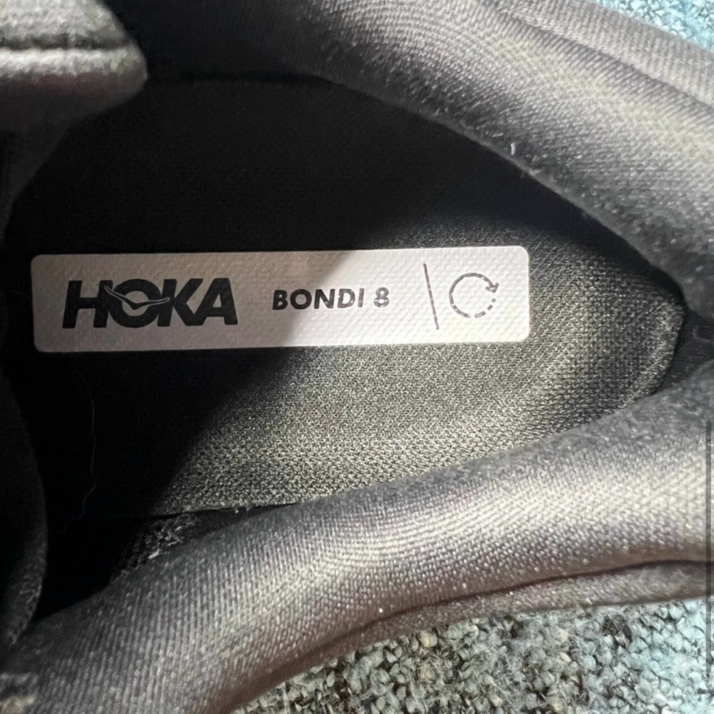 Hoka One One Bondi 8 Running Shoes in Black White - Picture 4 of 9